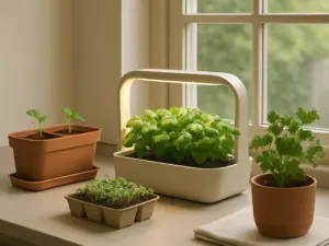 Entscheidungshilfe für Anzuchtsets: Lichtstärke, Substrat, Platzbedarf und Design-Check für designaffine Mieter:innen - mit konkreten Set-Vo