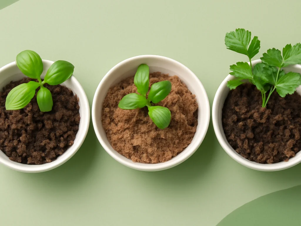 Verschiedene Substrate in Schalen nebeneinander