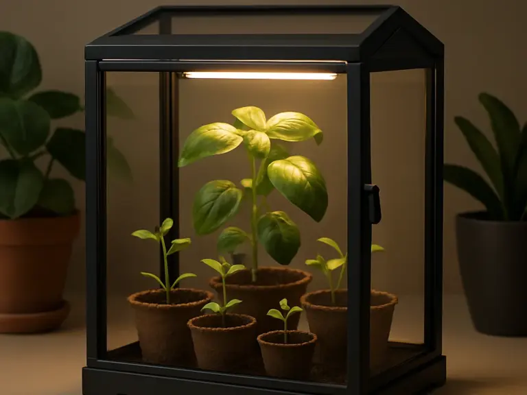 Entdecke Vorteile von Mini-Gewächshäusern und richte dein Anzuchtset mit Licht optimal ein.