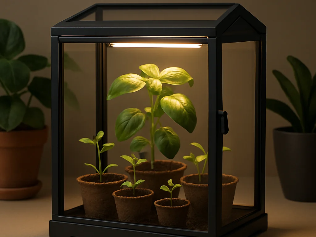 Entdecke Vorteile von Mini-Gewächshäusern und richte dein Anzuchtset mit Licht optimal ein.